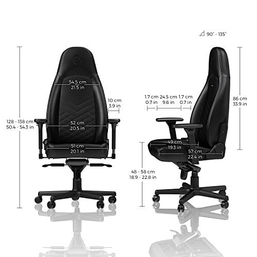 noblechairs ICON Gaming Chair and Office Chair with Lumbar Support, Black, PU Faux Leather