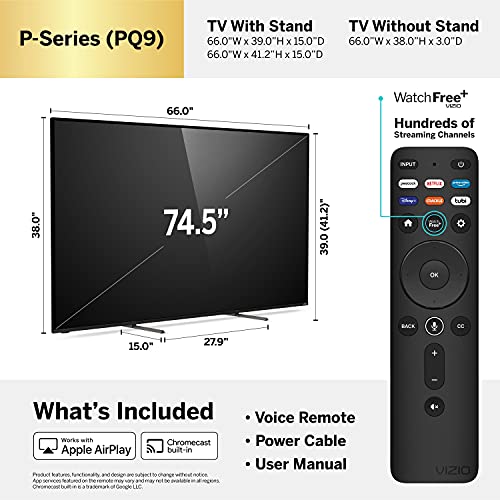 VIZIO 75-Inch P-Series 4K QLED HDR Smart TV w/Voice Remote, Dolby Vision, 4K 120Hz Gaming, Alexa Compatibility, P75Q9-J01, 2021 Model