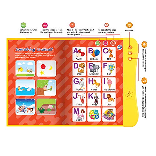 ABC Learning For Toddlers Sound Book, Ideal for Learning & Education Toys, Speech Therapy Toys, Preschool Learning Toys, 8 Page Toddler Activity Book Learning Alphabets, Animal, Speak and Spell & More