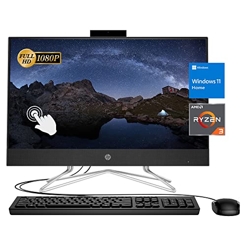 2022 Newest HP All-in-One Desktop, 22" FHD Touch Screen, AMD Ryzen 3 3250U, 32GB RAM, 2TB SSD, Webcam, DVD-RW, HDMI, RJ-45, USB Wired Keyboard&Mouse, WiFi, Windows 11 Home, Black