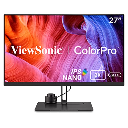 ViewSonic VP2776 27 Inch 1440p Premium USB-C Monitor with 165Hz, ColorPro Wheel, Pantone Validated, Delta E<2 Color Accuracy, HDMI, USB, DisplayPort for Professional Home and Office