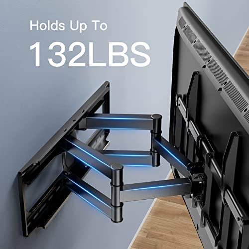 PERLESMITH Full Motion TV Wall Mount for 50”-90” TVs, TV Mount Bracket Dual Articulating Arms Swivel Extension tilt up to 132lbs, Max VESA 800x400mm , Fits 16”18” to 24" Studs, PSXFK1