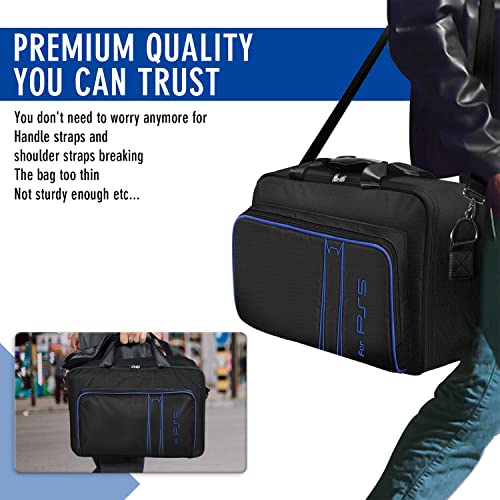 NICEMOVIC PS5 Carrying Case, PS5 Bag Travel Carry Case for Storage Protective PS5 Console Disc/Digital Edition, Playstation 5 Accessories PS5 Case Travel Bag, with Controller Skin and Game CD Sleeves