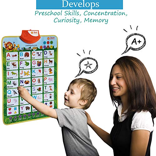 Just Smarty Interactive Alphabet Wall Chart, Learning & Education Toy with Activities & Games for Kids Ages 3-5, Toddler Letter Learning Board, Developmental Speech Therapy Toy for Preschool Kids