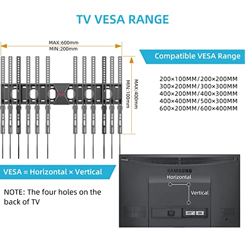 Height Adjustable TV Wall Mount, Bracket for Most 42-75 inch LED, LCD Monitor and Plasma TVs, Holds up to 132lbs, Max VESA 600x400mm by XINLEI (MFA6)