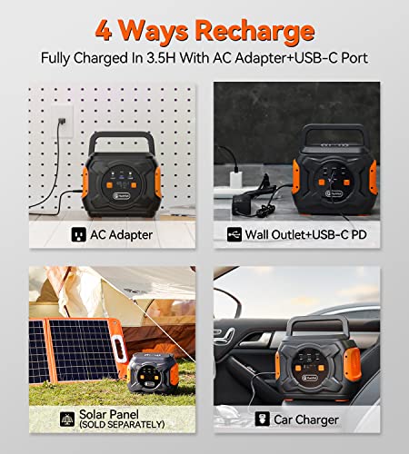 FF FLASHFISH 320W Portable Power Station, 292Wh 80000mAh Solar Generator with AC/DC/100W USB-C/Wireless Charger/SOS Light, CPAP Battery Pack Backup Power for CPAP Outdoor Adventure Camping Emergency