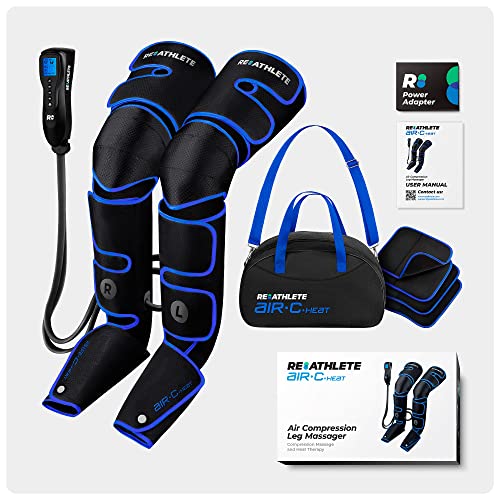 Reathlete Leg Massager, Air Compression for Circulation Calf Feet Thigh Massage, Muscle Pain Relief, Sequential Boots Device with Handheld Controller with Knee Heat Function