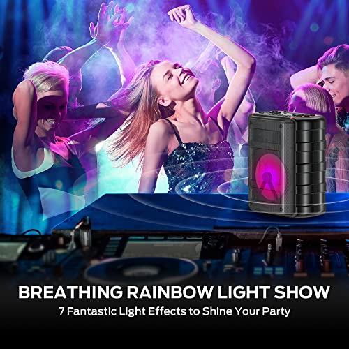 Monster Party Box 200W Portable Bluetooth Speaker with Wireless Microphone, Wireless Loud Speaker Karaoke Machine with LED Lights, Singing Machine Supports TF Card, AUX, Guitar Port for Party, Beach