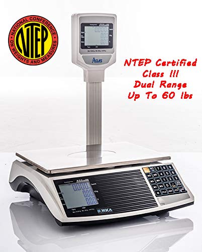 Digital Commercial Price Computing Scale PS6 NTEP Certified Class III , Weighing Scale with 60lb Capacity for Food, Meat, Fruit (Pole)