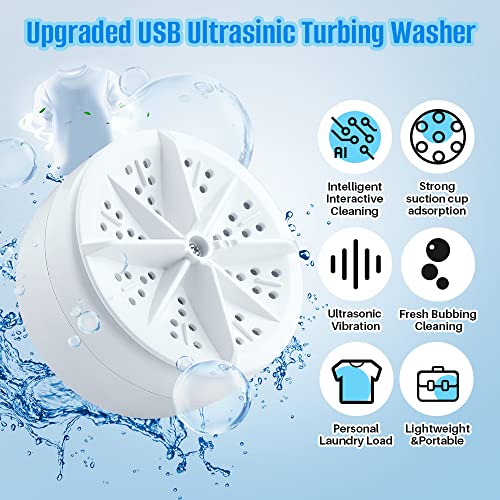GOTSEVEN Mini Portable Washing Machine with Suction Cups,USB Powered Turbo Washing Machine & Dishwasher,Suitable for College Rooms,Travel,Home and Apartment Dirt