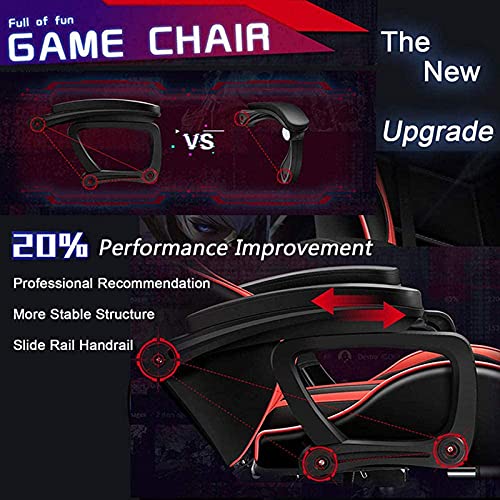 FZYUAN Video Gaming Chairs LED Lights, Ergonomic Office Chair, Full Massager Lumbar Support, and Bluetooth Speaker, Computer Chair with Retractible Footrest Adjustment of Backrest,Red