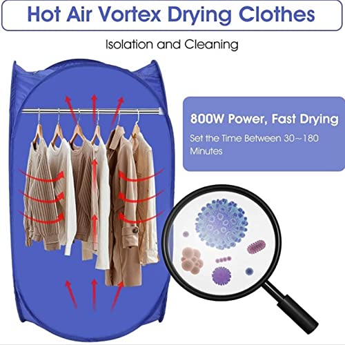 Electric Clothes Dryer, 800W Vent-less Portable Electric Air Clothing Drying Machine Fast Dryer Fold-able Fast Garment Dryer Heater for Home Dormitory Travelling 19.69 x 19.69 x 35.43inch US Plug