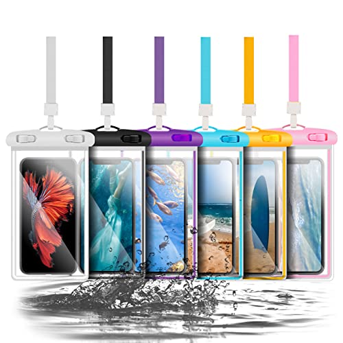 6 pcs Waterproof Phone Pouch Universal Phone Waterproof Case Compatible for iPhone 11 13 12 Max Pro XS Google Samsung Galaxy s22 s10 Up to 6.9", IPX8 Cell Phone Dry Bags