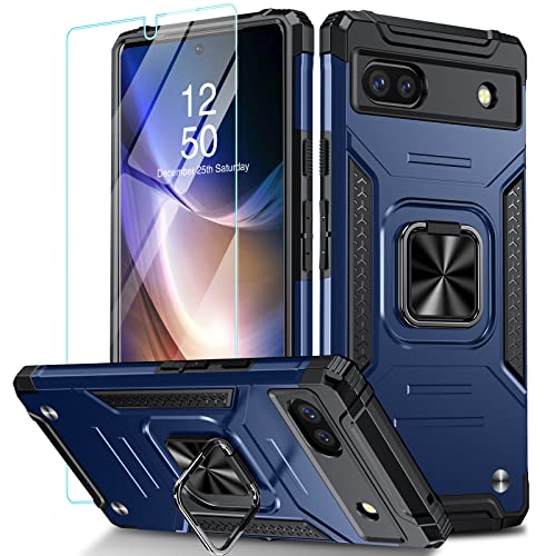 ANTSHARE for Google Pixel 6A Case with Screen Protector, Military Grade Dual Layer Shockproof Heavy Duty Protective Phone Case with Magnetic Kickstand Car Mount Holder for Pixel 6A 5G 2022(Blue)