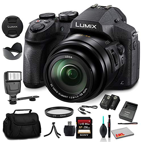 Panasonic Lumix DMC-FZ300 Digital Camera (DMC-FZ300K) - Bundle - with 256GB Memory Card + DMW-BLC12 Battery + Digital Flash + Soft Bag + 12 Inch Flexible Tripod + Cleaning Set + More