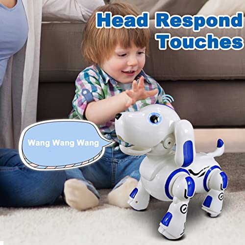 Hi-Tech Remote Control Robot Dog Toy with Voice Control for Kids 4 5 6 7 8 9, Smart Robotic Rc Aibo Interactive Puppy Doge Program Chip Music Dance Puppy Pets Gift Toys for Toddlers Boys Girls.