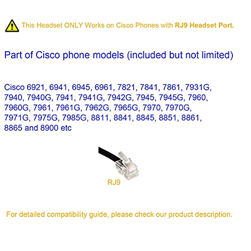 Cisco Phone Headset with Noise Cancelling Microphone Corded Cisco Headsets for Office Phones RJ9 Headphone for Cisco 6841 CP-7821 7940 7942G 7945G 7960 7965G 7970 7971G 7975 8841 8865 8961 9951