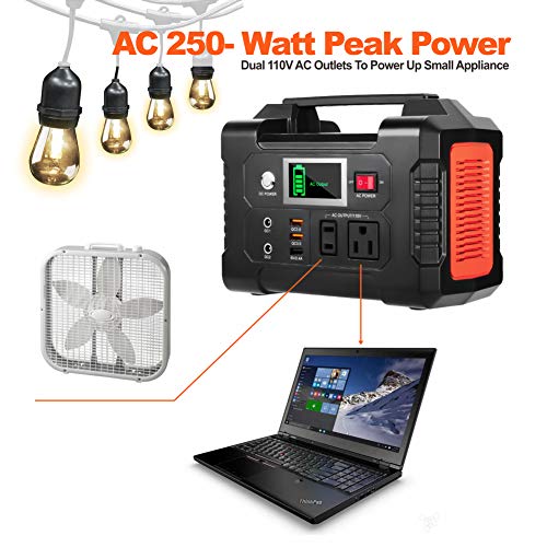 200W Portable Power Station, FlashFish 40800mAh Solar Generator with 110V AC Outlet/2 DC Ports/3 USB Ports, Backup Battery Pack Power Supply for CPAP Outdoor Advanture Load Trip Camping Emergency.