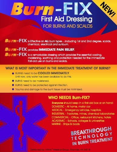 Burn-FIX 4" X 4" First Aid Burn Gel Dressing – Immediate Pain & Relief Burn Cream - Hydrogel For 1st, 2nd Degree Burns - Chemical, Razor & Sunburns - Burn Care Treatment for Home, Work & Fire | 4 Pack