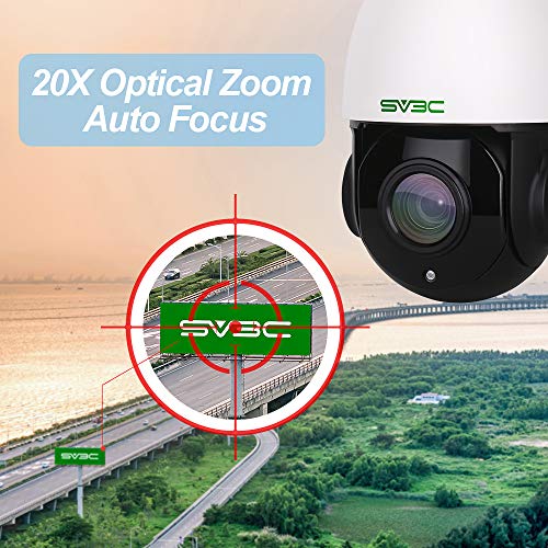High Speed 5MP PTZ POE Camera Outdoor, SV3C POE Home Security IP Cam, 20X Optical Zoom Pan Tilt, HD 200FT IR Auto Night Vision, IP66 Waterproof, Motion Detect, Remote Access, RTSP, H265, 4.7-84.6mm