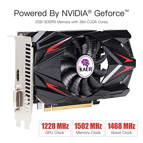 GT 1030 Graphics Card, 2GB 64 Bit GDDR5, VGA/HDMI, PCI Express 3.0 x 4, DirectX 12 Support 4K Nvidia GPU Desktop Gaming Video Card (GT 1030 2G GDDR5-DVI/HDMI)