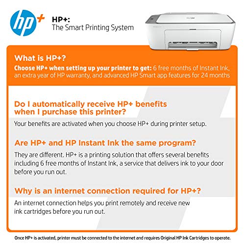 HP DeskJet 2755e Wireless Color All-in-One Printer with bonus 6 months Instant Ink with HP+ (26K67A), white