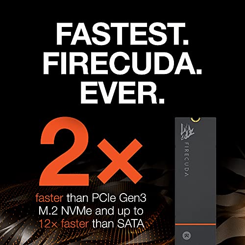 Seagate FireCuda 530 4TB Internal Solid State Drive - M.2 PCIe Gen4 ×4 NVMe 1.4, PS5 Internal SSD, speeds up to 7300MB/s, 3D TLC NAND, 5100 TBW, 1.8M MTBF, Heatsink, Rescue Services (ZP4000GM3A023)