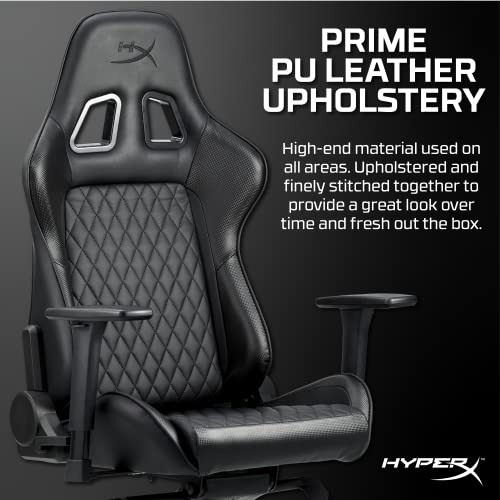 HyperX Jet Black Gamer Chair - Ergonomic Gaming Chair - Leather Upholstery Video Game Chair - Black PC Racing Chair Gaming - Hyper X Chair Gamer - Black Gaming Computer Chair - Gaming PC Chair Office