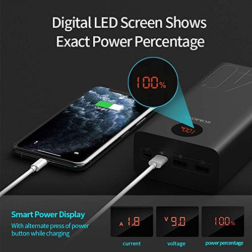 40000mAh Power Bank, ROMOSS 18W PD USB C Fast Charging Portable Charger, 3 Outputs and 2 Inputs External Battery Pack with LED Display for iPhone 12, iPad, MacBook Pro, Surface Pro 7, Samsung S21