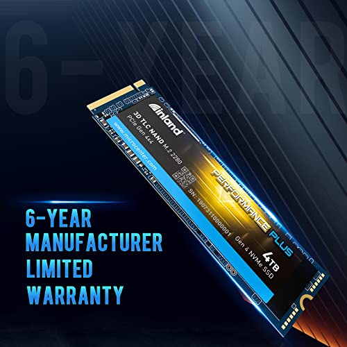 INLAND Performance Plus 4TB PS5 SSD PCIe NVMe 4.0 x 4 M.2 2280 TLC 3D NAND Internal Solid State Drive, R/W Speed up to 7200MB/s and 6800MB/s, 3000 TBW