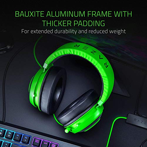 Razer Kraken Gaming Headset: Lightweight Aluminum Frame, Retractable Noise Isolating Microphone, For PC, PS4, PS5, Switch, Xbox One, Xbox Series X & S, Mobile, 3.5 mm Audio Jack – Green