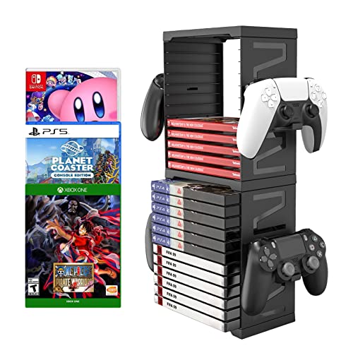 Game Storage Tower Universal Video Game Storage for 24 Games Storage Stand Compatible with PS5 PS4 Xbox Nintendo Switch Games Gamer Gifts