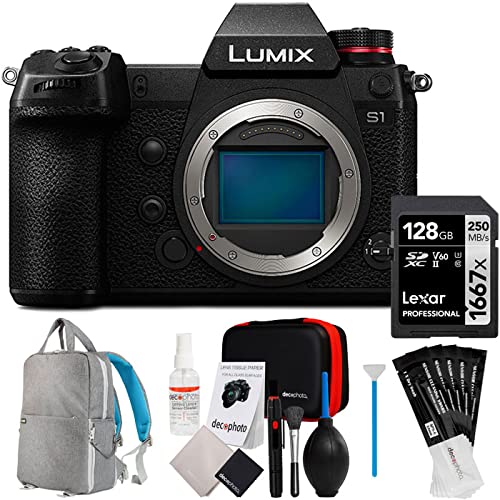 Panasonic LUMIX S1H 24.2MP Full Frame Digital Mirrorless Video Camera (Body Only) Bundle with 128GB SDXC High-Speed Memory Card, DSLR Photo and Video Backpack and All-in-One Cleaning Kit