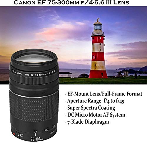 Canon EOS Rebel T7 DSLR Camera with 18-55mm is II Lens & Canon EF 75-300mm f/4-5.6 III Lens Bundle + 500mm Preset Lens + 32GB Memory + Filters + Commander Optics Accessory Professional Bundle
