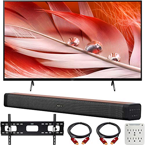 Sony XR65X90J 65-inch X90J 4K Ultra HD Full Array LED Smart TV Bundle with Deco Home 60W 2.0 Channel Soundbar, 37"-100" TV Wall Mount Bracket Bundle and 6-Outlet Surge Adapter