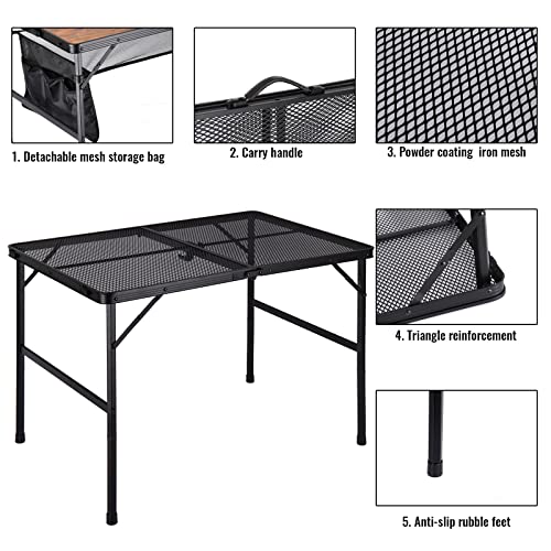 Rula Portable Folding Camping Table, Lightweight Outdoor Tables, Foldable Grill Table for Camp, Picnic, Beach, BBQ, Party (Full Net Top)