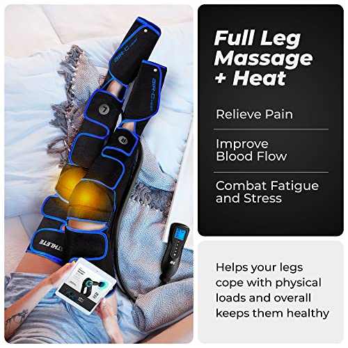 Reathlete Leg Massager, Air Compression for Circulation Calf Feet Thigh Massage, Muscle Pain Relief, Sequential Boots Device with Handheld Controller with Knee Heat Function