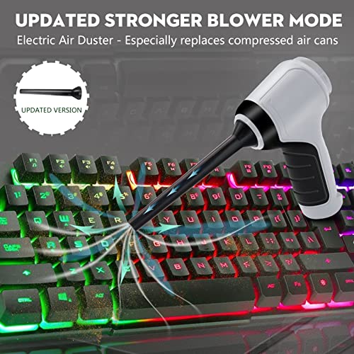 Compressed Air Duster, Keyboard Cleaner, 3-in-1 Mini Vacuum, 35000 RPM Electric Canned Air Kit, Cordless Air Can for Computer Desk Electronics Dust Cleaning, Air Blower with Rechargeable Battery