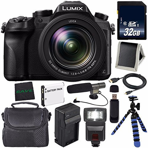 Panasonic Lumix DMC-FZ2500 Digital Camera DMC-FZ2500 (International Model) + Lithium Ion Battery + Charger + 32GB Memory Card + Flexible Tripod + Flash Bundle