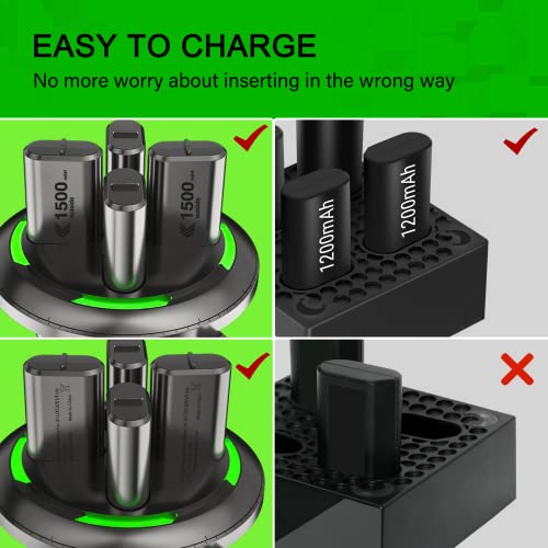 Rechargeable Battery Packs for Xbox One/Xbox Series X|S, 4 X 1500mAh Xbox one Controller Battery Packs, Rechargeable Batteries with Charger for Xbox One/One S/One X/One Elite