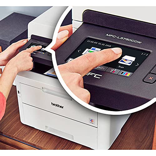 Brother MFC-L3750CDWA All-in-One Digital Wireless Color Laser Printer for Home Office, White - Print Copy Scan Fax - 24 ppm, 600 x 2400 dpi, Auto 2-Sided Printing, 50-Sheet ADF - Printer Cable