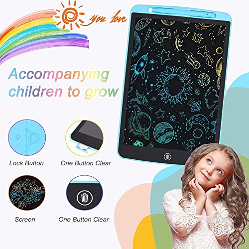 LCD Writing Tablet, 12 Inch Toddler Doodle Board,Colorful Drawing Tablet, Erasable Reusable Electronic Painting Pads, Educational and Learning Kids Toy for 3-7 Year Old Boys and Girls (Black)