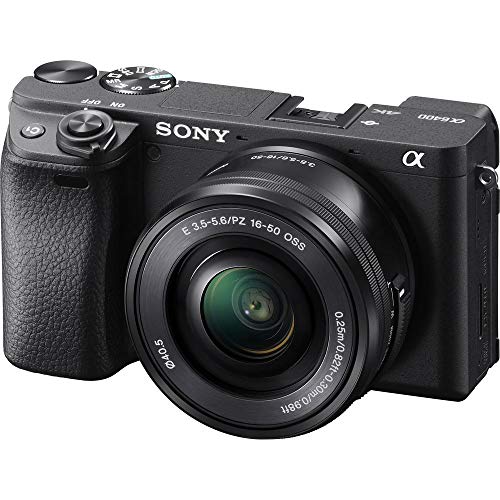 Sony A6400 Mirrorless Camera with E PZ 16-50mm f/3.5-5.6 OSS + E 55-210mm f/4.5-6.3 OSS Lens + LED Light + Microphone + 64Gb Memory Card + Professional Accessory Bundle