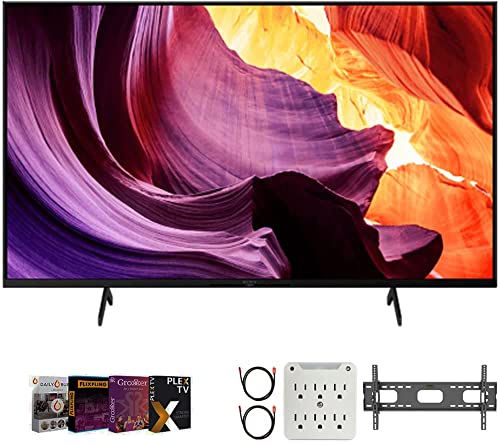 Sony KD65X80K 65" X80K 4K Ultra HD LED Smart TV (2022 Model) Bundle with Premiere Movies Streaming + 37-100 Inch TV Wall Mount + 6-Outlet Surge Adapter + 2X 6FT 4K HDMI 2.0 Cable