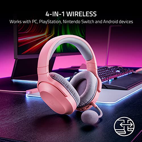 Razer Barracuda X Wireless Multi-Platform Gaming and Mobile Headset (2021 Model): 250g Ergonomic Design - Detachable HyperClear Mic - 20 Hr Battery - Compatible w/PC, PS5, Switch, & Android - Pink