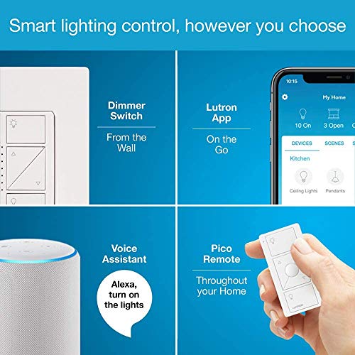 Lutron Caséta Deluxe Smart Dimmer Switch (2 Count) Kit with Caséta Smart Hub | Works with Alexa, Apple HomeKit, Ring, Google Assistant | P-BDG-PKG2W-A | White