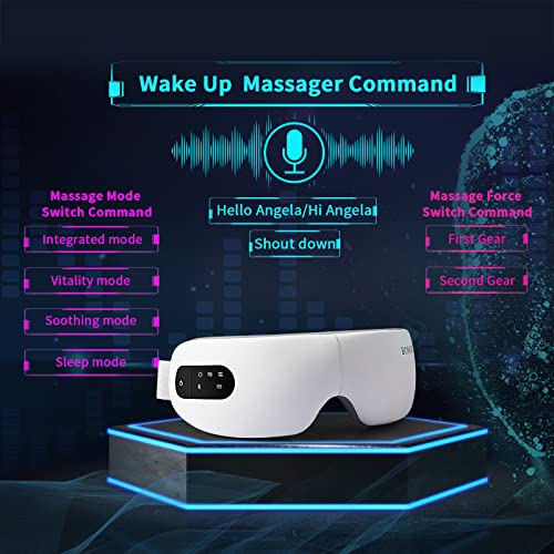 Eye Massager with Heat and Vibration, AI Intelligent Voice Control Bluetooth Music Rechargeable Eye Massage Mask for Relax and Reduce Eye Strain Dark Circles Dry Eye, Improve Sleep