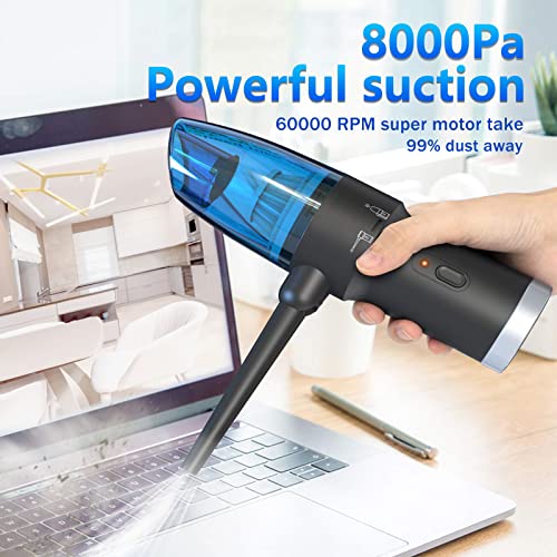 Newest Cordless Compressed Air Duster for Computer, Air Blower & Vacuum 2-in-1, Better Choice for Canned Air, Battery Operated Keyboard Cleaner Computer Cleaner Electronics Duster