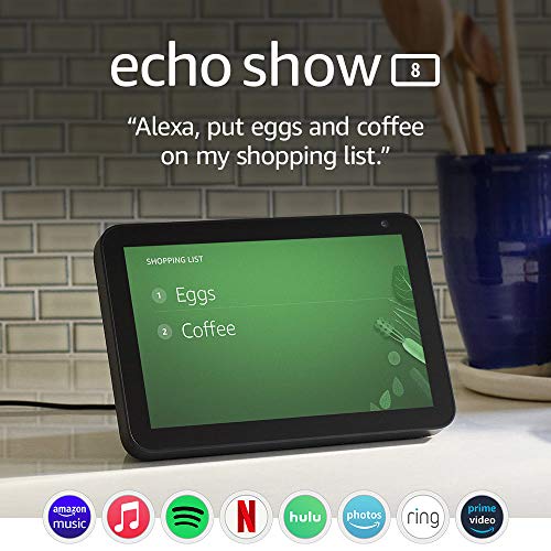 Echo Show 8 (1st Gen, 2019 release) -- HD smart display with Alexa – Unlimited Cloud Photo Storage – Digital Photo Display - Charcoal