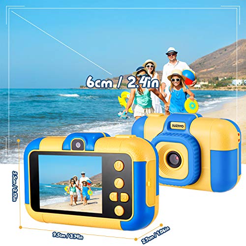 SUZIYO Kids Camera, Digital Video Camcorder Dual Lens 1080P 2.4 Inch HD,Best Birthday Electronic Toys Gifts for Toddlers Age 3-10 Years Old Boys Grils Children (with 32G Micro SD Card,Blue)